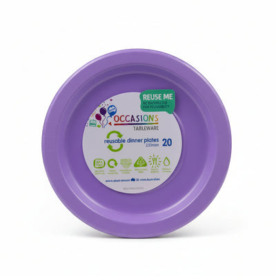 Lavender Plastic Dinner Plates 230mm 20pk