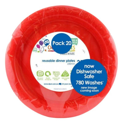 Red Plastic Dinner Plates 230mm 20pk