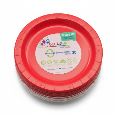 Red Plastic Dinner Plates 230mm 20pk