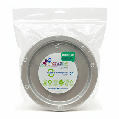 Silver Plastic Dinner Plates 230mm 20pk