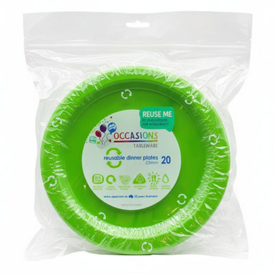 Lime Plastic Dinner Plates 230mm 20pk