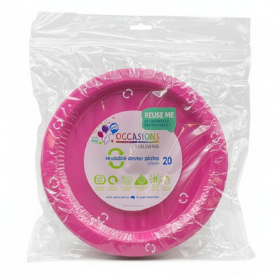 Magenta Plastic Dinner Plates 230mm 20pk
