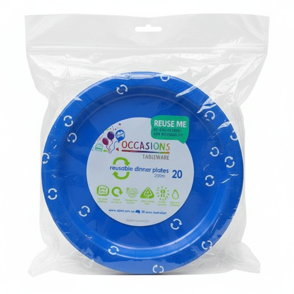 Royal Blue Plastic Dinner Plates 230mm 20pk