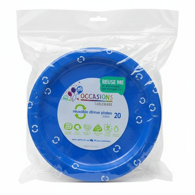 Royal Blue Plastic Dinner Plates 230mm 20pk