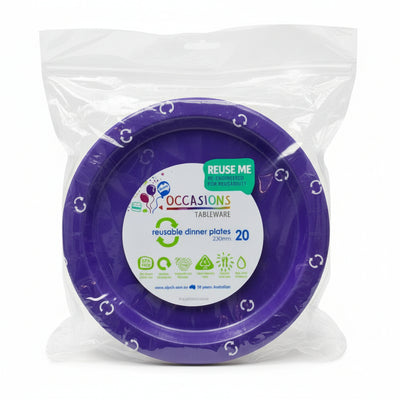 Purple Plastic Dinner Plates 230mm 20pk