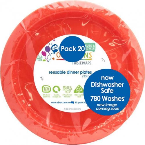 Orange Plastic Dinner Plates 230mm 20pk