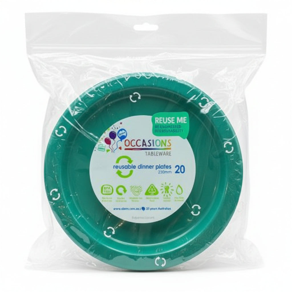 Green Plastic Dinner Plates 230mm 20pk