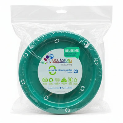 Green Plastic Dinner Plates 230mm 20pk