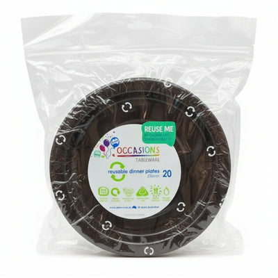 Black Plastic Dinner Plates 230mm 20pk