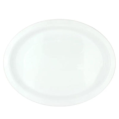 25pk White Plastic Reusable Oval Plates 315x245mm
