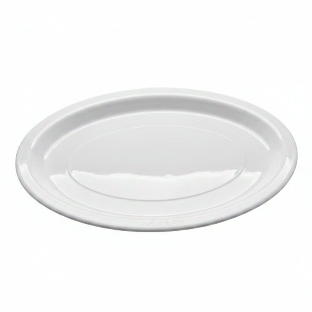 20pk White Plastic Reusable Oval Plates 315x245mm