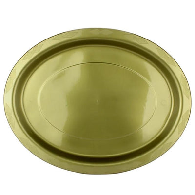 25pk Gold Plastic Reusable Oval Plates 315x245mm