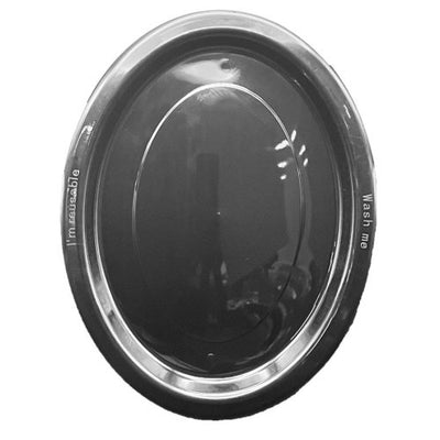 20pk Black Plastic Reusable Oval Plates 315x245mm