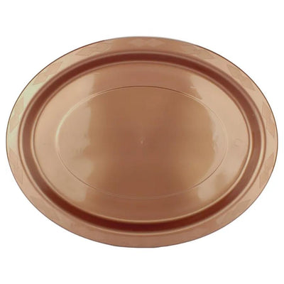 20pk Rose Gold Plastic Reusable Oval Plates 315x245mm