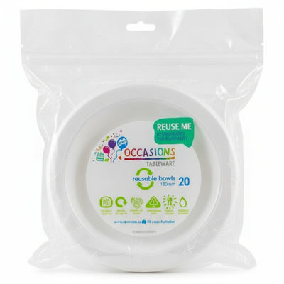 White Plastic Bowls 20pk