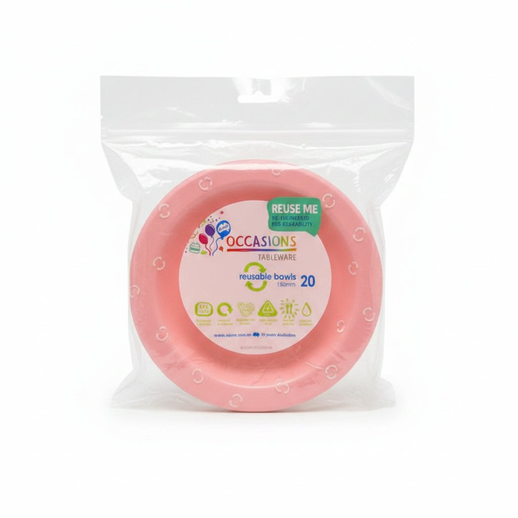 Light Pink Plastic Bowls 20pk