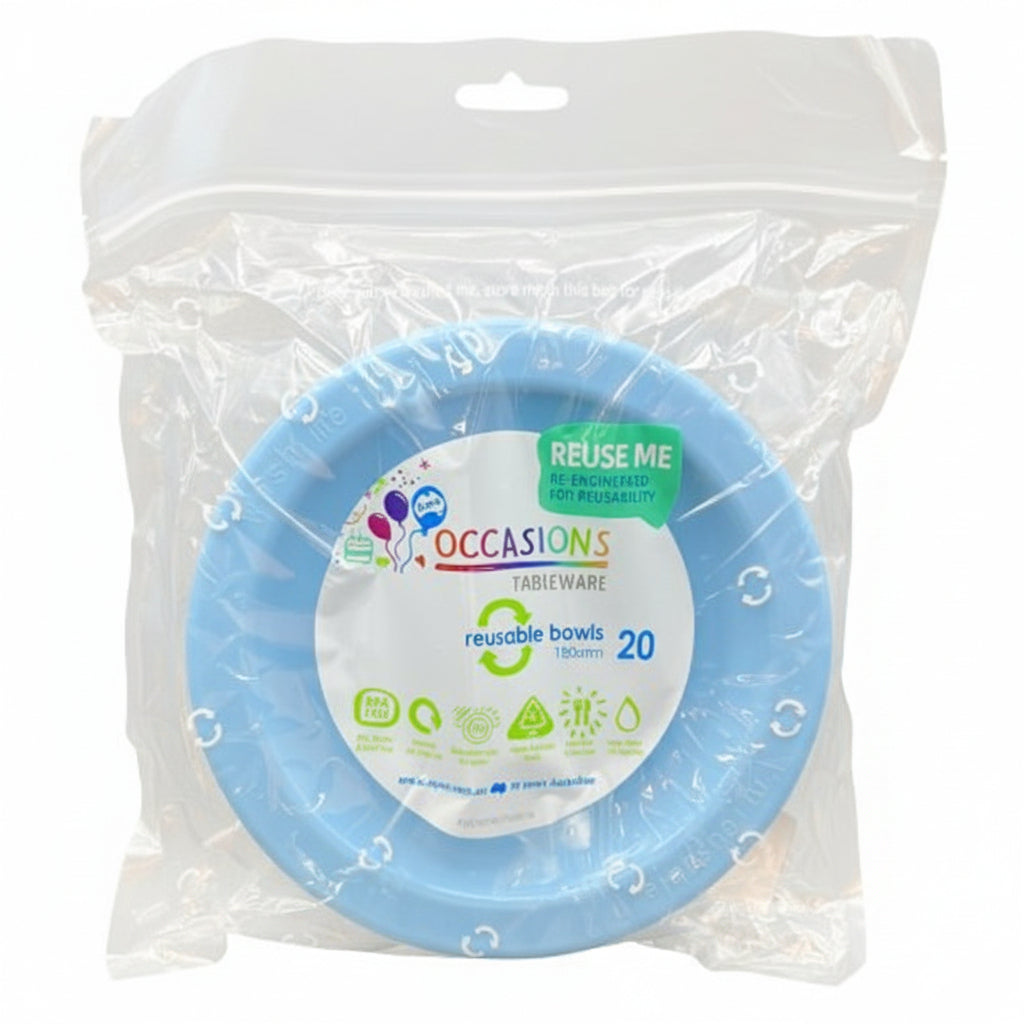 Light Blue Plastic Bowls 20pk