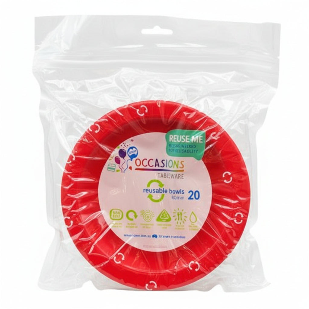 Red Plastic Bowls 20pk
