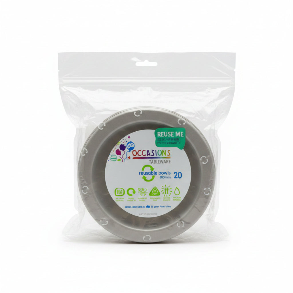 Silver Plastic Bowls 20pk
