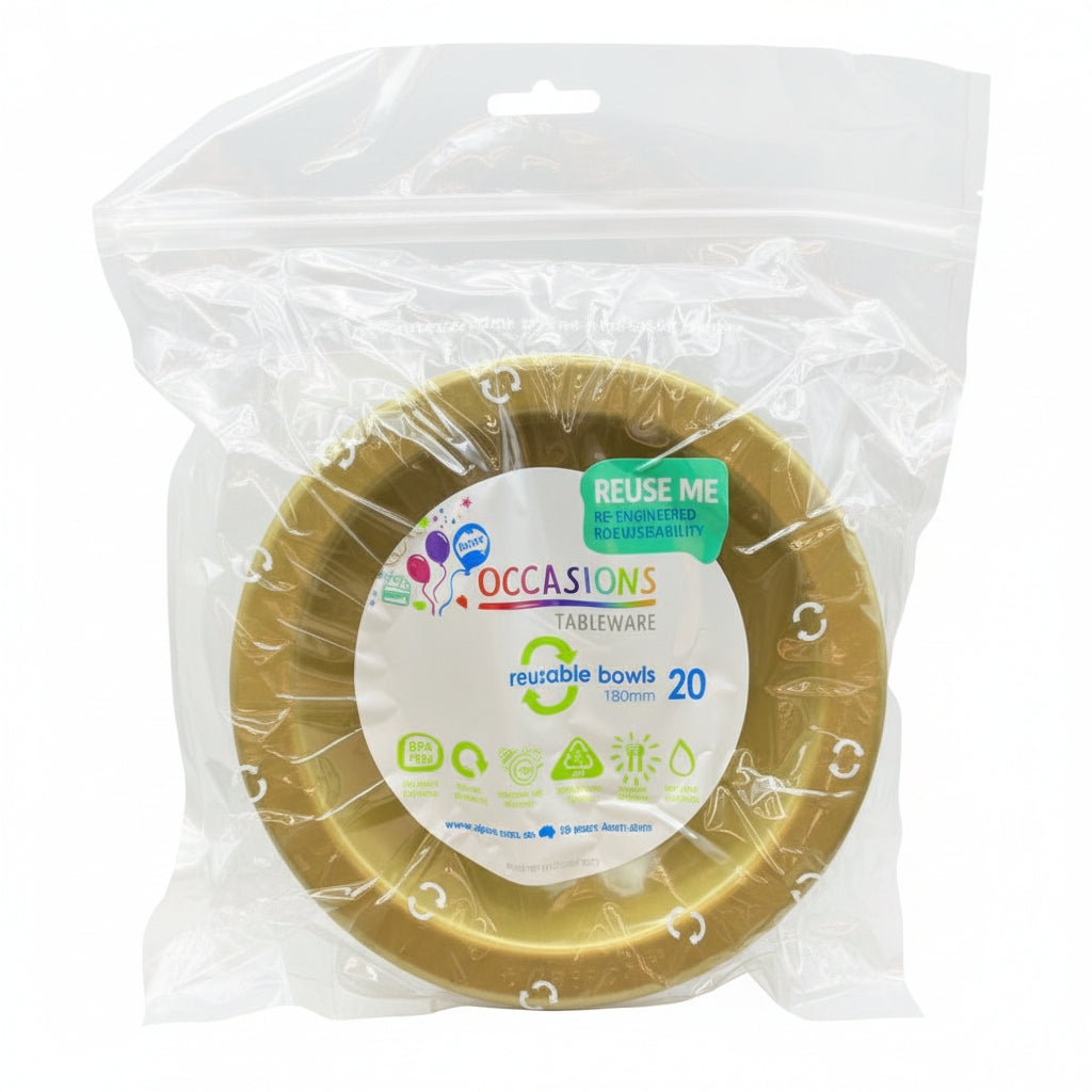 Gold Plastic Bowls 20pk