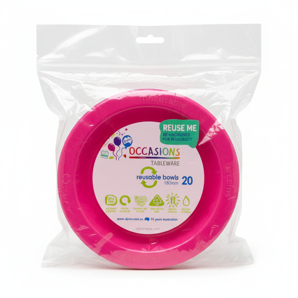 Magenta Plastic Bowls 20pk