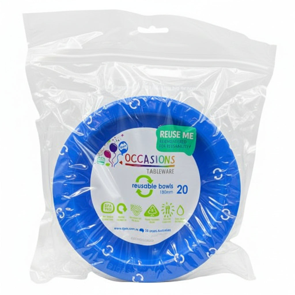 Royal Blue Plastic Bowls 20pk