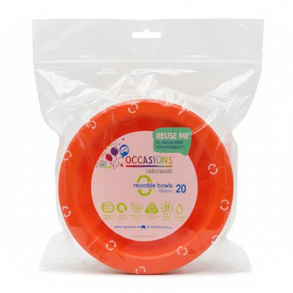 Orange Plastic Bowls 20pk