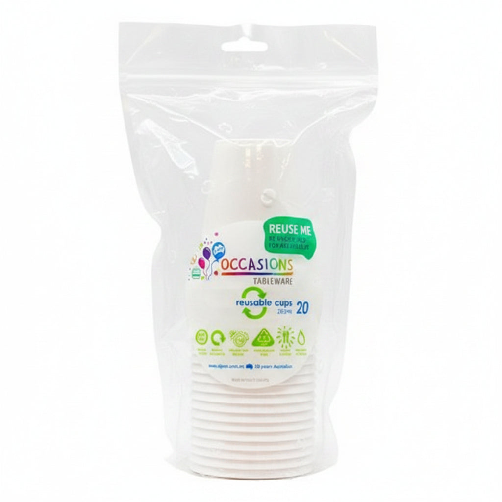White Plastic Cups 285ml 20pk