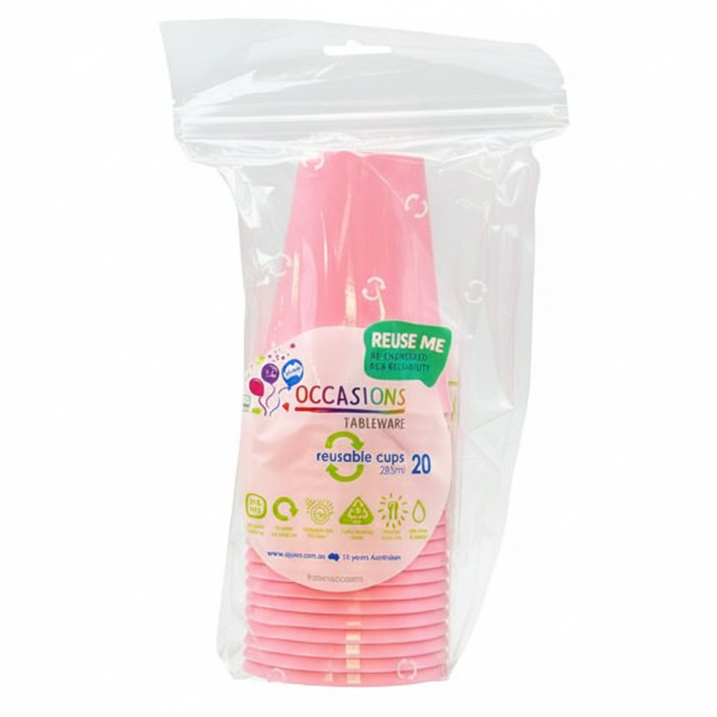 Light Pink Plastic Cups 285ml 20pk