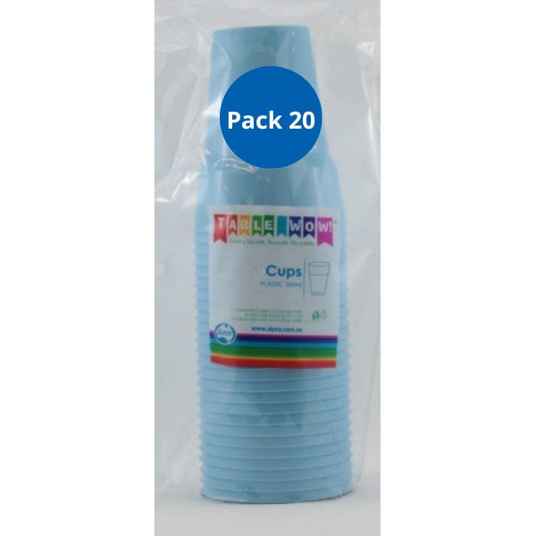 Light Blue Plastic Cups 285ml 20pk