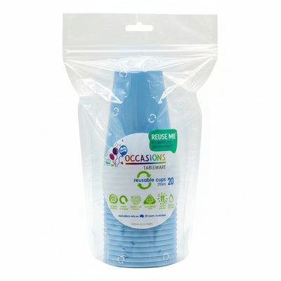 Light Blue Plastic Cups 285ml 20pk