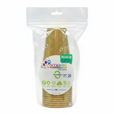 Gold Plastic Cups 285ml 20pk