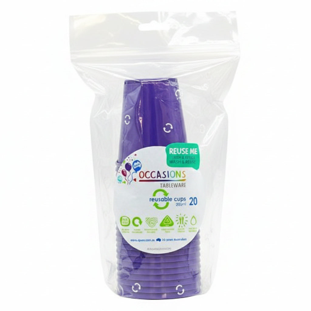 Purple Plastic Cups 285ml 20pk