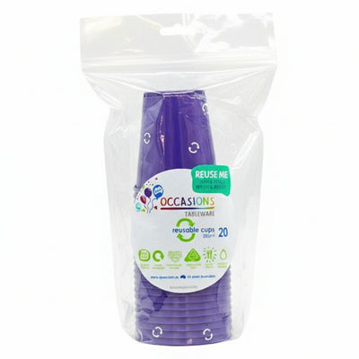 Purple Plastic Cups 285ml 20pk