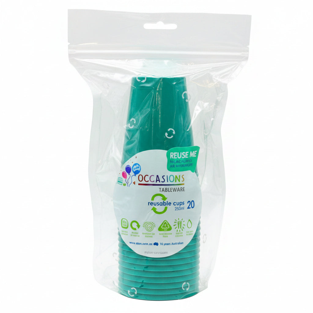 Green Plastic Cups 285ml 20pk