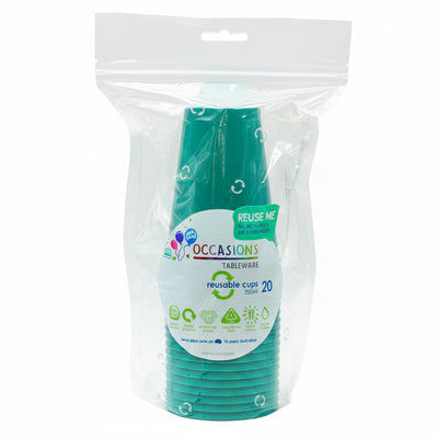 Green Plastic Cups 285ml 20pk