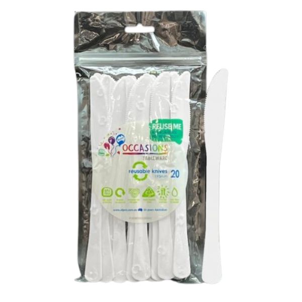 White Plastic Knives 20pk