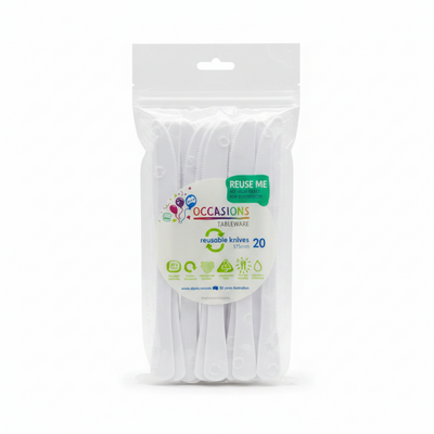 White Plastic Knives 20pk