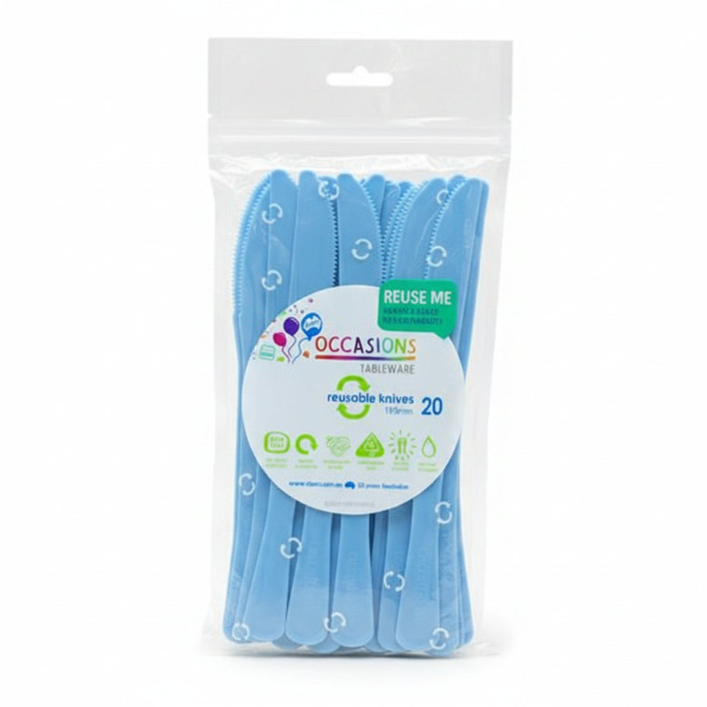 Light Blue Plastic Knives 20pk