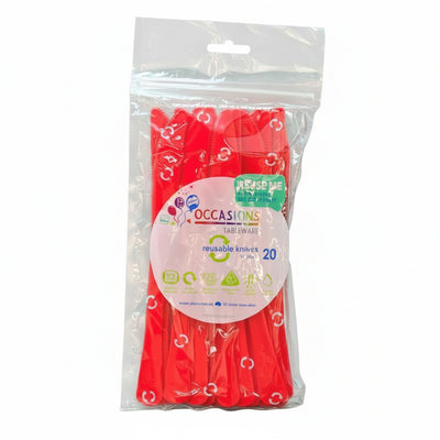 Red Plastic Knives 20pk