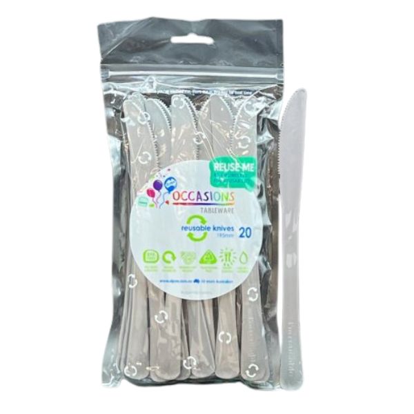 Silver Plastic Knives 20pk