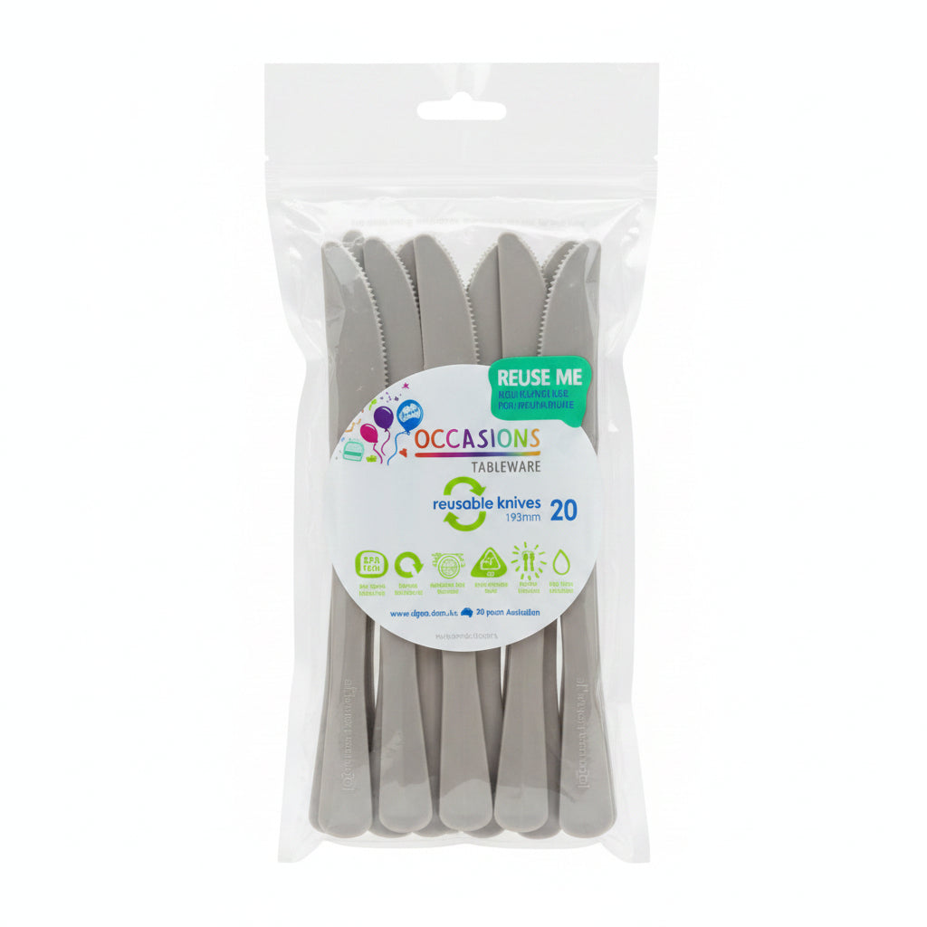 Silver Plastic Knives 20pk