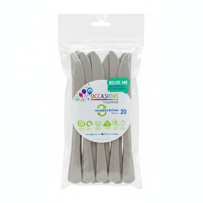 Silver Plastic Knives 20pk