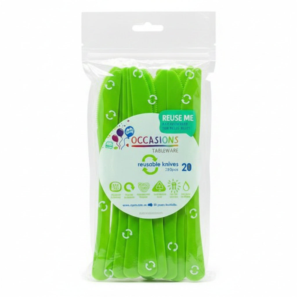 Lime Plastic Knives 20pk