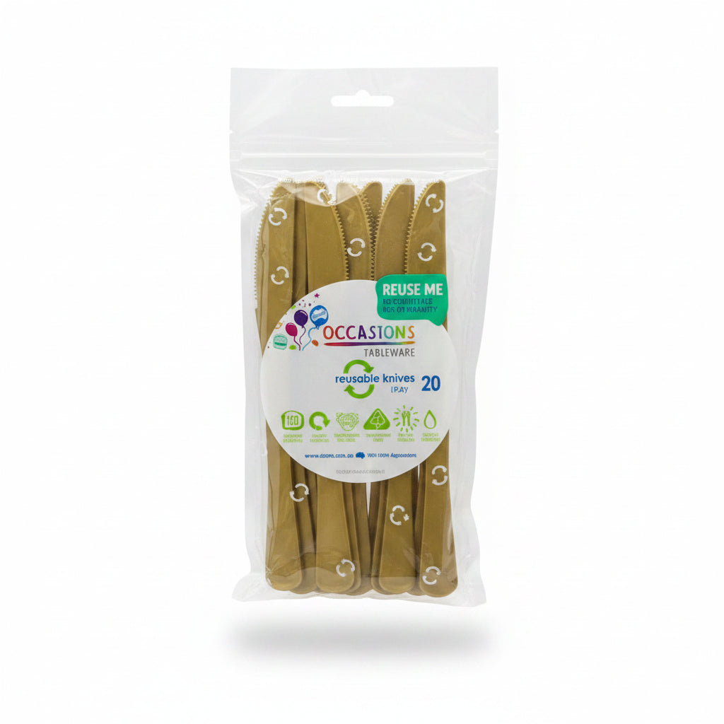 Gold Plastic Knives 20pk