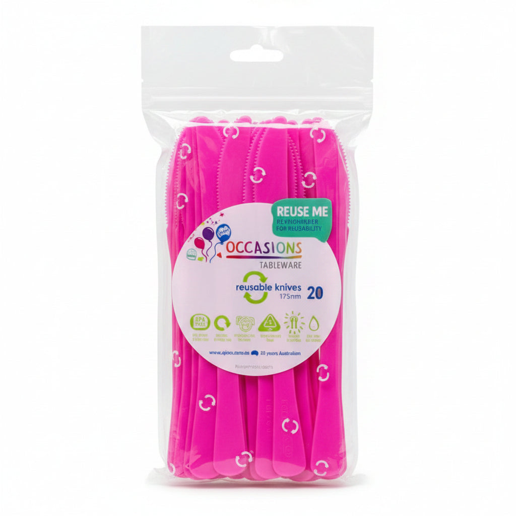 Magenta Plastic Knives 20pk