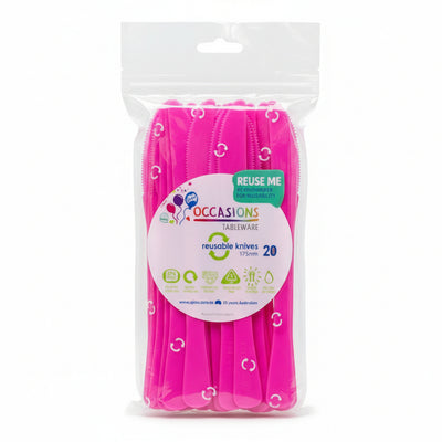 Magenta Plastic Knives 20pk