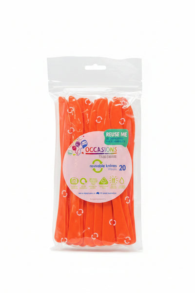 Orange Plastic Knives 20pk
