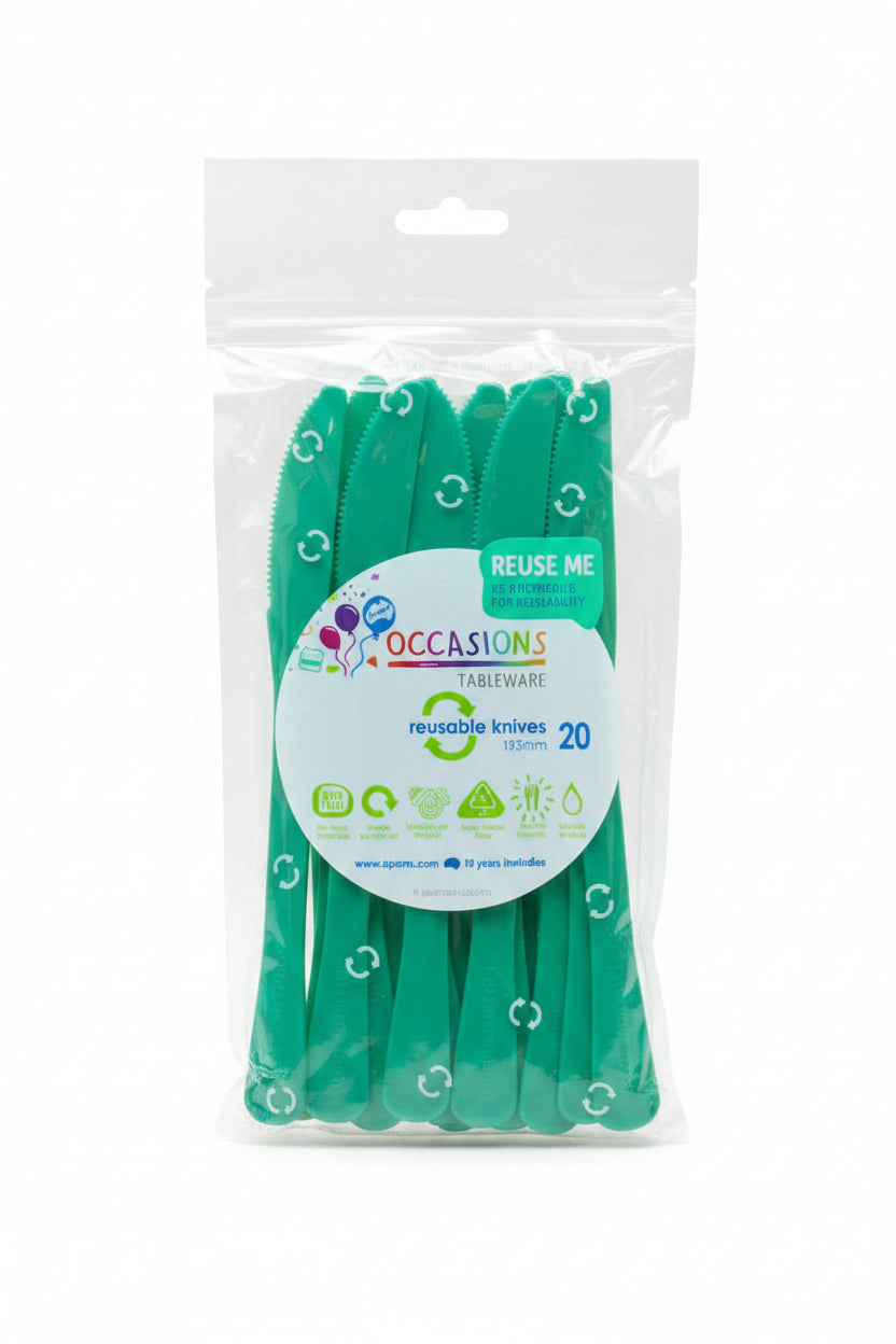 Green Plastic Knives 20pk