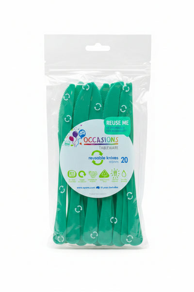 Green Plastic Knives 20pk